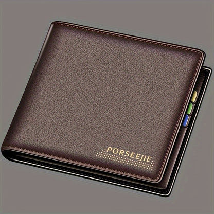 Men's PU Leather Wallet with Coin Pouch, Casual Style, Large Capacity, Ideal for Travel and Gifts - 1 Piece