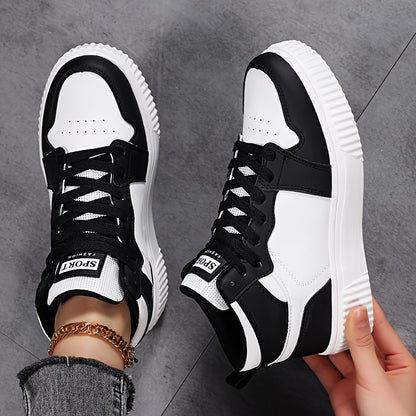 Women's Outdoor Autumn and Winter Thickened Warm Star Pattern Fashionable Versatile Simple High-Top Lace-Up Soft Sole Campus Sneakers for Multi-Purpose Sports and Casual Wear