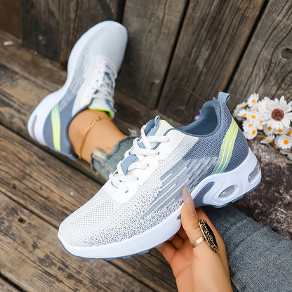 Breathable Mesh Women's Sneakers - Lightweight Soft Sole Lace-Up Low-Top Shoes with Cushioned PVC Sole for Running, Gym, Work & Travel - All-Season Comfort in Black, White, Light Blue, Pink, Grey, Ladies Sneakers, Gym Footwea