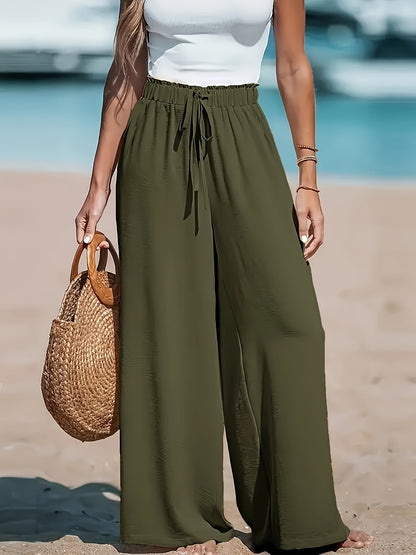 100% Polyester, Smooth Texture, Faux Drawstring Waist, Machine Washable, All-Season Comfort, Chic and Versatile Style