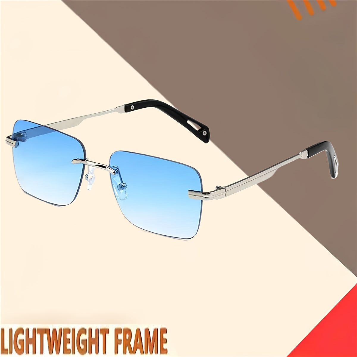 Lightweight Aluminum Alloy Frameless Square Fashion Glasses - Unisex Retro Style with Gradient Pink to Blue Lenses, Metal Hinges & Screws - Perfect for Driving & Holiday Gifts, Eyewear, Trendy Eyewear, Durable Eyeglasses