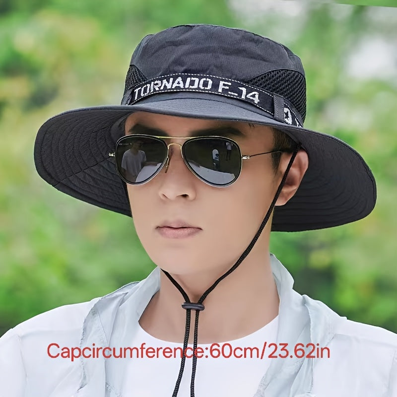 Men'S Black "TORNADO F-35.56cm Bucket Hat with Adjustable Strap - Stylish Outdoor Sun Protection, Ideal for Fishing, Hiking, and Summer Activities, Outdoor Sun Protection|Adjustable Headgear|Polyester Hat