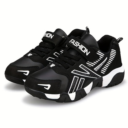 Kids' Fashion Sneakers, All-Season Low Top Lace-up Sports Shoes, Solid Color, Upper, Fabric Inner, EVA Sole, Round Toe, Non-Slip for Boys & Girls Ages 14 and Under - Casual & Trendy for Hiking, Rock Climbing & Daily Wear
