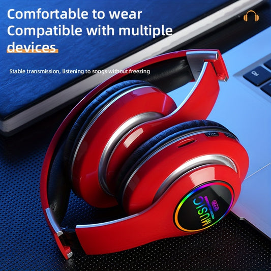 Wireless Earphones, Multi-Color LED Lights, Comfortable Foldable Earphones, SD Card Slot, School/Tablet/Pc/Phone/Birthday/Christmas/Travel Gifts. Popular Wireless Earphones, Head Mounted Wireless Earphones, And Foldable Earbu