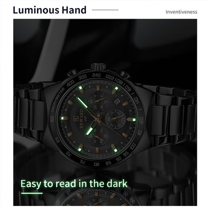 Men's Chronograph Sports Watches with Light, Stainless Steel and Quartz VIP