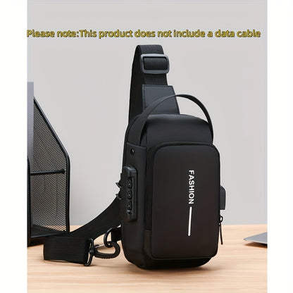 Men'S Crossbody Bag with Password Lock, Anti-Theft Chest Bag, Trendy Casual Sports Shoulder Bag, Large Capacity Crossbody Men'S Bag, Daily Commuting Shoulder Bag