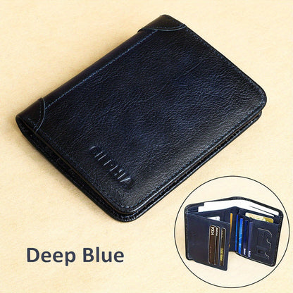 1pc CIEPHIA Vintage Genuine Leather RFID Blocking Wallet for Men - Slim, Multi-Functional ID & Credit Card Holder, Deep Brown with Embossed Logo, Ideal Gift for Valentine's Day