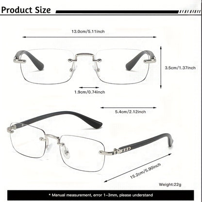 1pc Fashionable Retro Frameless Rectangular Glasses, Metal Frames with Hinges, Lenses will change color and not make everything too dark, so you can wear them for evening walks in the city, holiday photos, beautiful birthday