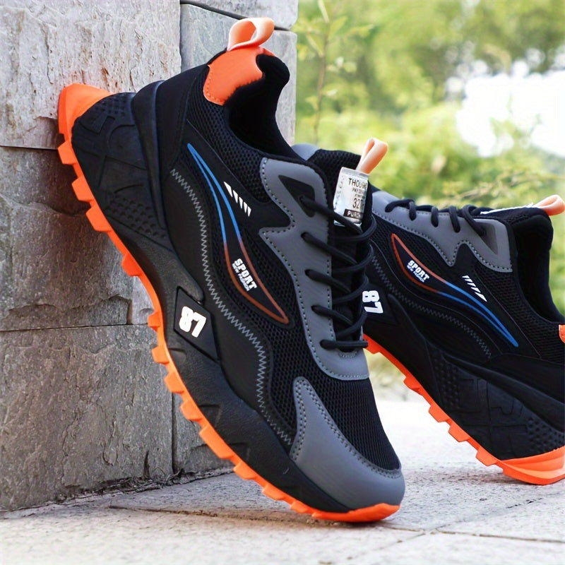 Men's Stylish & Durable Sneakers - Comfortable, Non-Slip Lace-Up Sneakers for Outdoor Activities, Breathable Fabric, All-Season Wear