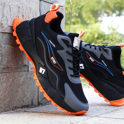 Men's Stylish & Durable Sneakers - Comfortable, Non-Slip Lace-Up Sneakers for Outdoor Activities, Breathable Fabric, All-Season Wear