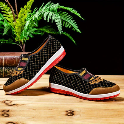 Women's Casual Peking Cloth Flats, Comfortable Soft Sole Slip On Shoes, Chinese Style Low Top Flats