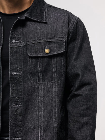 Men's Stylish Denim Jacket - Casual Long Sleeve with Flap Pockets, Machine Washable