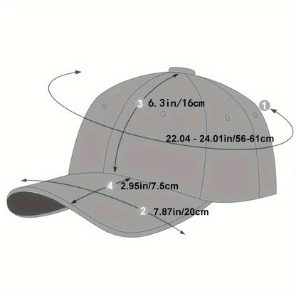 1pc Men's Casual Geometric-Pattern Baseball Cap with Square Silvery Buckle, 100% Polyester Lightweight Adjustable Sun Protection Hat for Spring/Autumn Travel and Beach Parties