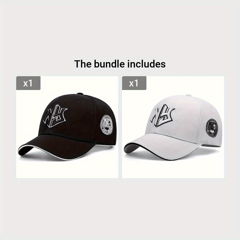 NY Embroidered Baseball Cap - Stylish Black Polyester Hat with Golden "NY" Design, Perfect for Spring & Fall Sports and Casual Wear, Casual Headwear | Embroidered Cap | Polyester Cap