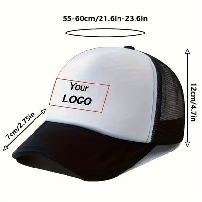 Custom Logo Trucker Hat - Adjustable Breathable Mesh Baseball Cap for Men, Outdoor Casual Wear, Durable Polyester with Personalized Design, Outdoor Headwear
