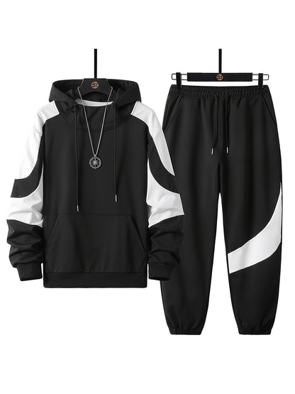 Men's Hooded Sweatshirt Set - 2024 New Autumn Casual Sporty Long Sleeve Outfit for Men