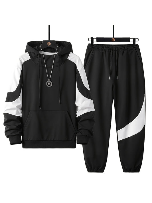 Men's Hooded Sweatshirt Set - 2024 New Autumn Casual Sporty Long Sleeve Outfit for Men