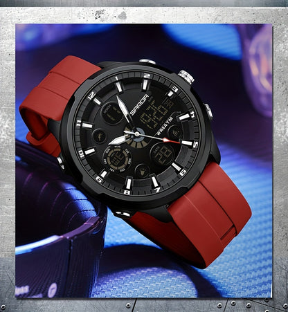 SANDA Men'S Digital Outdoor Sports Wristwatch,Waterproof Multifunctional Chronograph Quartz Watch For Gift Clock 9053