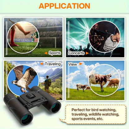 10x22 Compact Folding Binoculars HD Lightweight Pocket Size with Prism Imaging & Center Focus - Durable Plastic for Exploration, Concerts, Sports Events, Compact Binoculars