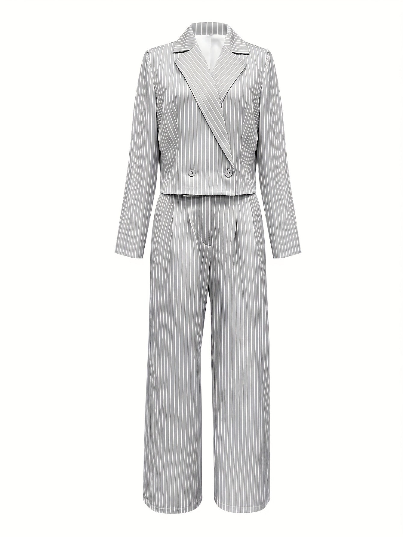 Women'S Temperament Commuter Striped Printed Casual Suit Two-Piece Set