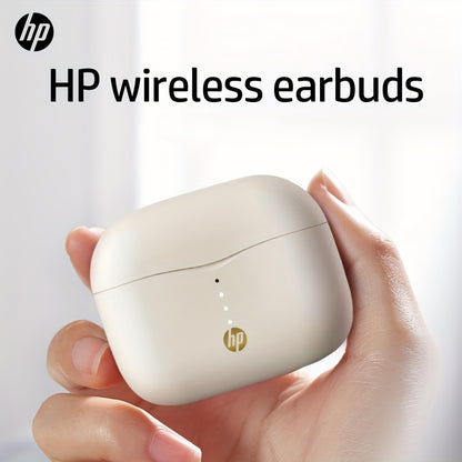 HP True Wireless ականջակալներ, թեթև ականջակալներ ներկառուցված միկրոֆոնով, որոնք ապահովում են հիանալի ձայն և երկար հեռավորության վրա կապ, լիցքավորման պատյանով - հարմար են և՛ iPhone-ի, և՛ Android սարքերի համար։