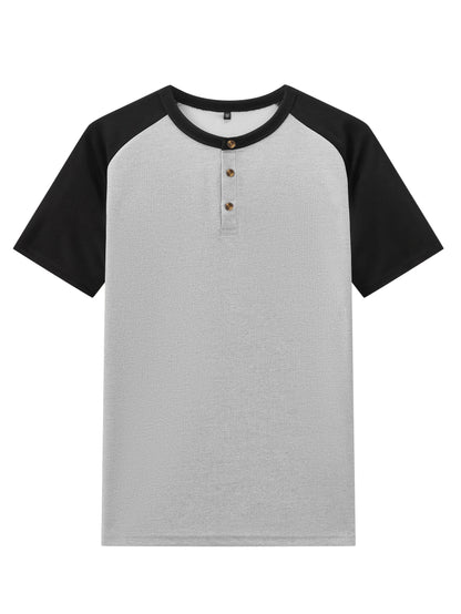 Men's Casual Mixed Color Spliced Set: Shirt and Drawstring Pants, Clean and Comfortable