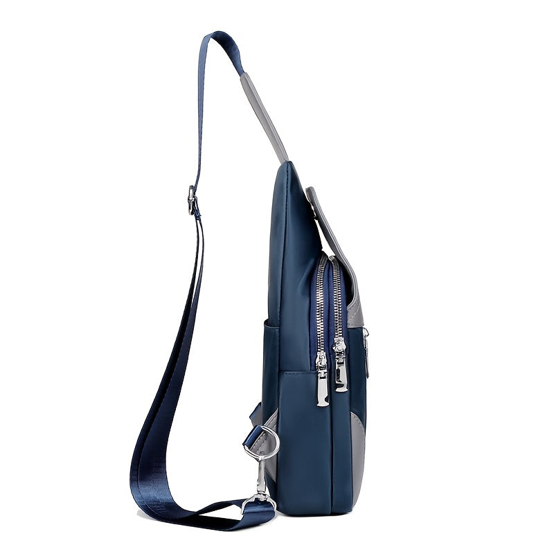 SelectMen'S Large Capacity Motorcycle Bag - Trendy Crossbody Shoulder Bag with Multiple Pockets, Casual Oxford Style, Hand Washable, Ideal for Daily Commute, Everyday Commute Bag|Casual Style Bag|Zippered Closure