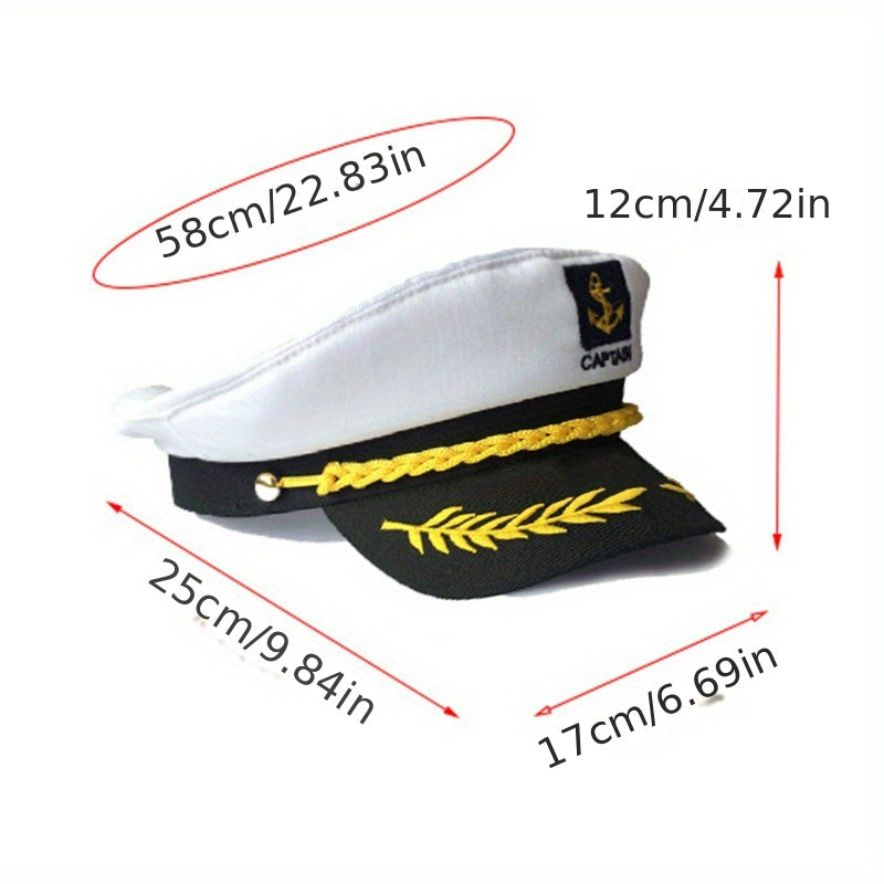 Navy Hat Sailor Hat Outdoor Travel Sun Hat Leisure Flat Top Hat Captain Hat Cruise Party Navy Ceremonial Hat For Men And Women, Ideal Choice For Gifts