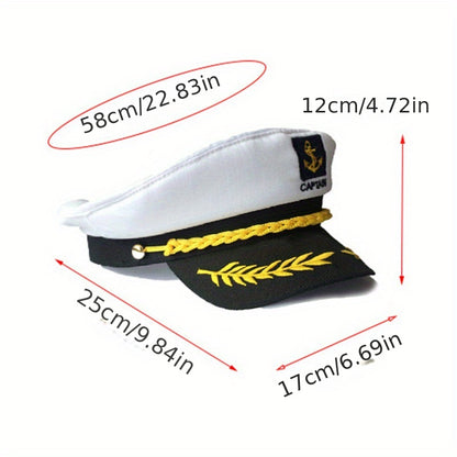 Navy Hat Sailor Hat Outdoor Travel Sun Hat Leisure Flat Top Hat Captain Hat Cruise Party Navy Ceremonial Hat For Men And Women, Ideal Choice For Gifts