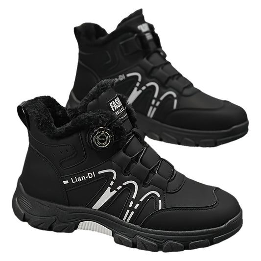 ZQBOBING Men'S Winter Hiking Boots - Slip-Resistant Traction, All-Season Outdoor Trekking Shoes with Cushioned EVA Insole - Lightweight Ankle Support for Mountain Climbing, Snowshoeing, Everyday - Brown/Black Accent - Lace-Up