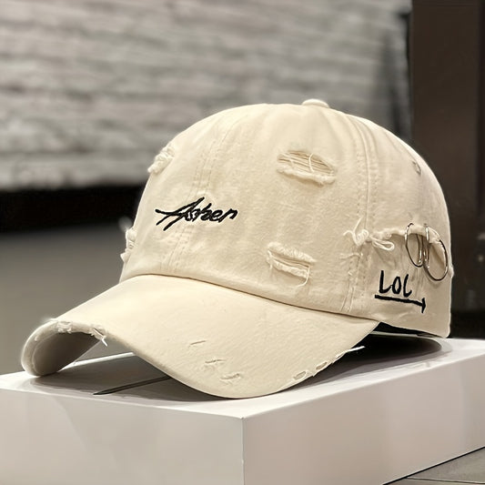 Distressed Baseball Cap - Soft Top, Sun Protection, Retro Street Style, Lightweight Polyester, Adjustable Fit for Men and Women, Perfect for Spring and Autumn, Spring Cap | Retro Streetwear | Lightweight Cap