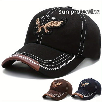 Unisex Fashion Cool 3D Eagle Embroidered Baseball Hat, Adjustable Sun Protection Casual Sports Sun Hat For Women & Men