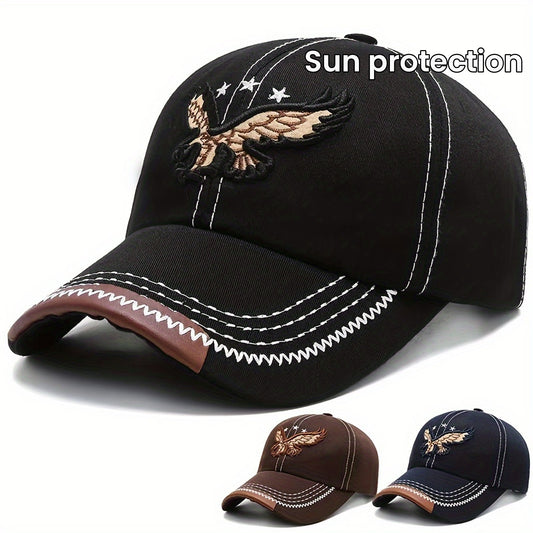 Unisex Fashion Cool 3D Eagle Embroidered Baseball Hat, Adjustable Sun Protection Casual Sports Sun Hat For Women & Men