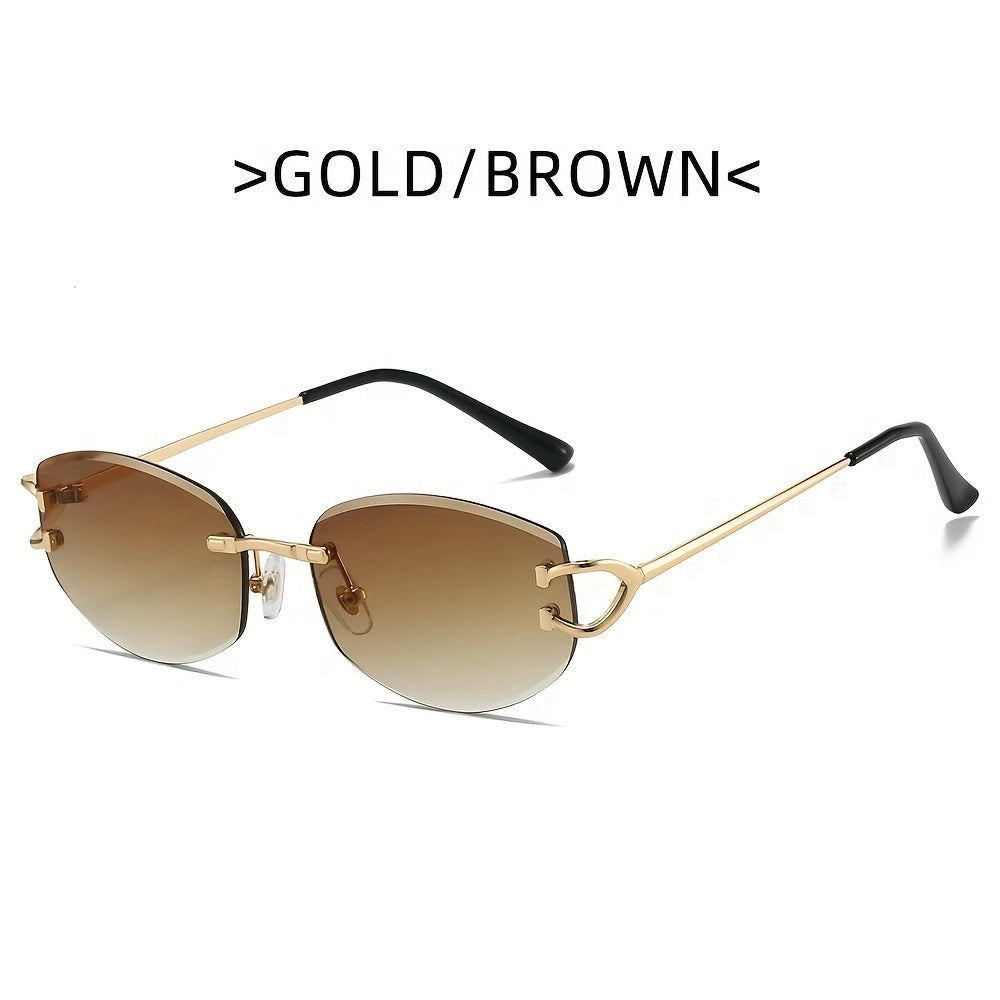 Photochromic frameless fashion glasses European and American fashionable for men and women using metal eyeglass hinges PC lenses ladies and gentlemen high-end personality glasses daily trendy versatile holiday party street ph