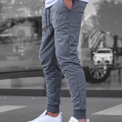 Men's Solid Color Jogger Sports Pants With Drawstrings, Casual Lightweight And Breathable Running Fitness Slim Pants Outdoor Trousers