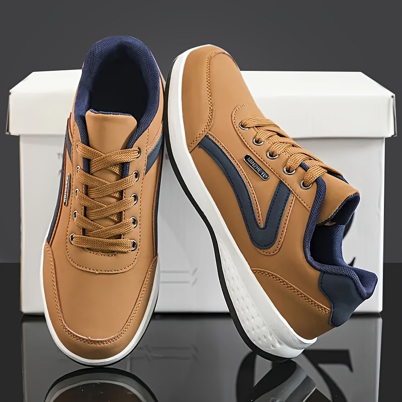 Men'S Classic British Style Casual Business Shoes - All-Season Solid & Geometric Pattern, Low Top Lace-Up, Round Toe, Faux Upper, Fabric Inner, EVA TPR Sole, Comfortable Minimalist Design for Daily & Outdoor Use, Everyday Com
