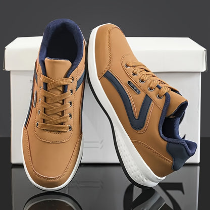 Men'S Classic British Style Casual Business Shoes - All-Season Solid & Geometric Pattern, Low Top Lace-Up, Round Toe, Faux Upper, Fabric Inner, EVA TPR Sole, Comfortable Minimalist Design for Daily & Outdoor Use, Everyday Com