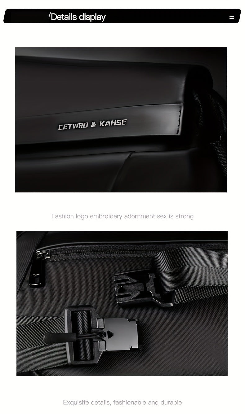 Men'S Sleek Black Crossbody Bag - Durable Oxford Material, Zippered Chest Bag with Adjustable Strap, Ideal for Commuting & Cycling, Trendy Shoulder Bag for Men, Cycling Bag|Trendy Shoulder Bag|Functional Design, Small Crossbo