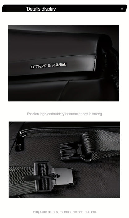 Men'S Sleek Black Crossbody Bag - Durable Oxford Material, Zippered Chest Bag with Adjustable Strap, Ideal for Commuting & Cycling, Trendy Shoulder Bag for Men, Cycling Bag|Trendy Shoulder Bag|Functional Design, Small Crossbo
