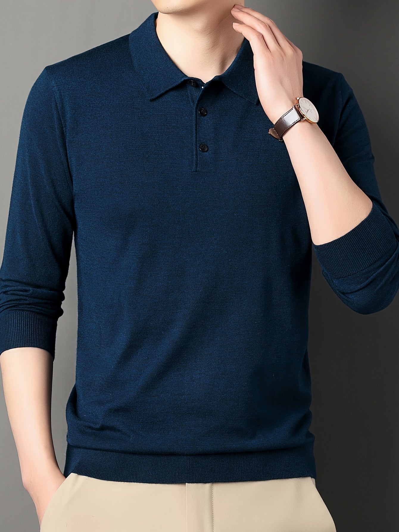 Men's 6% Wool Blend Thermal Long Sleeve Sweater Shirt - Anti-Pilling Casual Button-Up Collar Top for Layering, Soft Warm Pullover for Spring Fall Winter Outdoor & Casual Attire, Antipilling Fabric