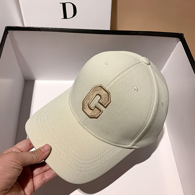 3pcs Unisex Baseball Caps with Embroidered 'C' Logo - Adjustable Snapback,, Breathable Mesh Back for Outdoor Sports, Travel & Valentine's Day (Black/Beige/White), Baseball Hat, Casual Headwear, Stylish Headgear, Sleek Cap Des