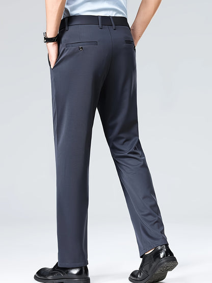 Men's Casual Straight Leg Pants, Chic Business Style Versatile Trousers for Daily Wear