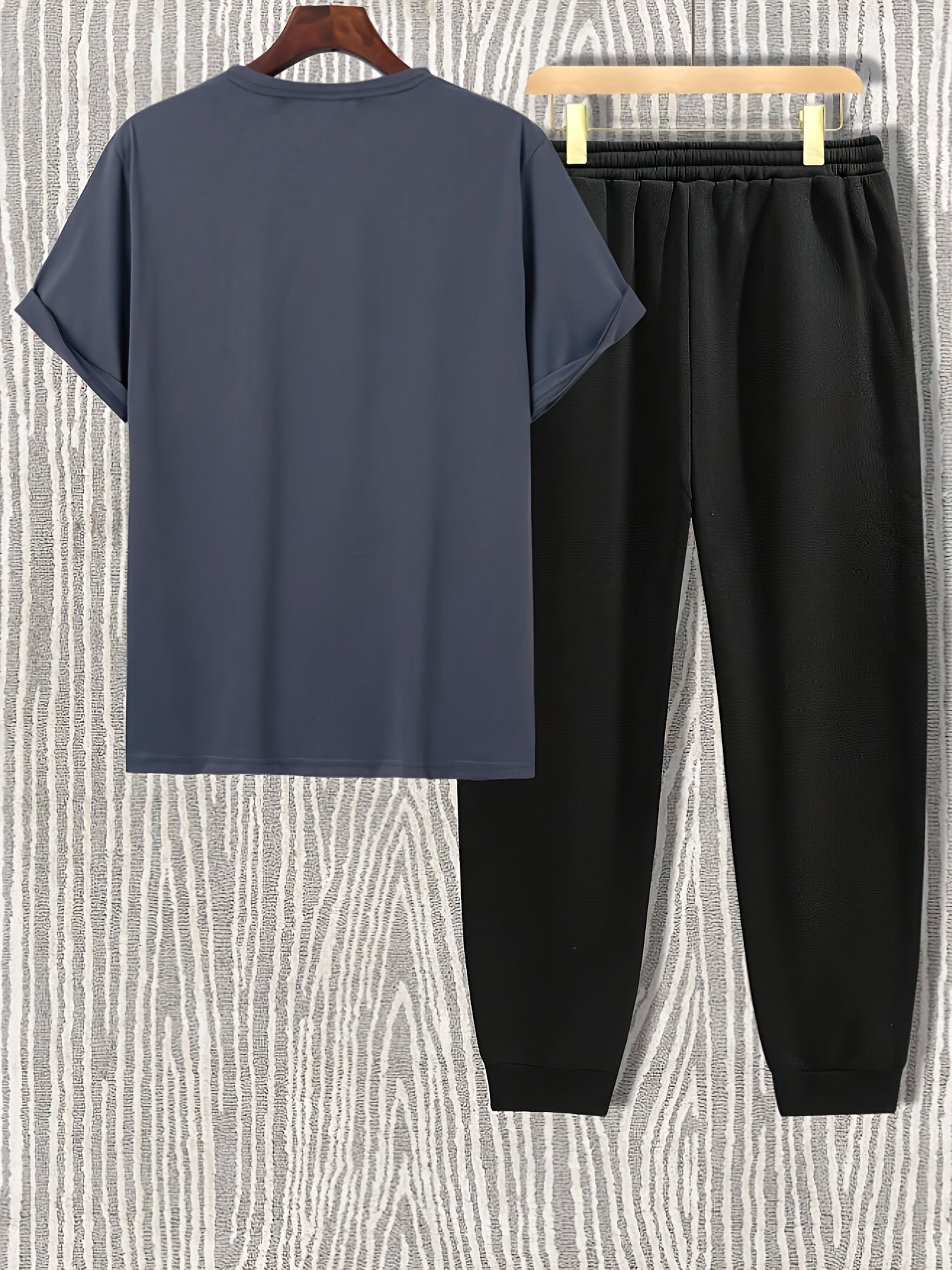 2pcs Set, Men'S Casual Loungewear, Gift, Fashion Print, Round Neck T-Shirt with Drawstring Pants, Outfit