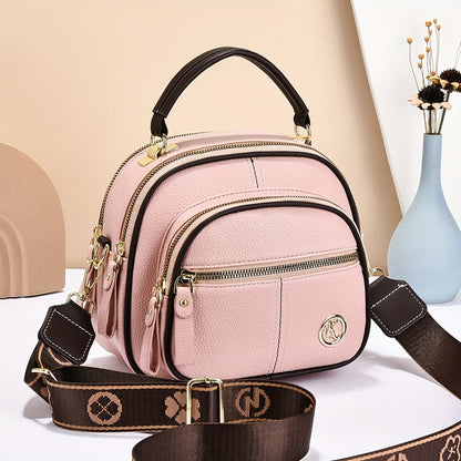 FIDM Wo 'S Synthetic Faux Leather Handbag - Chic Beige Multi-Compart T Handbag with Adjustable Strap, Zip Closure, And Polyester Lining for Everyday Use, Everyday Handbag|Sophisticated Design|Synthetic Faux Leather Purs