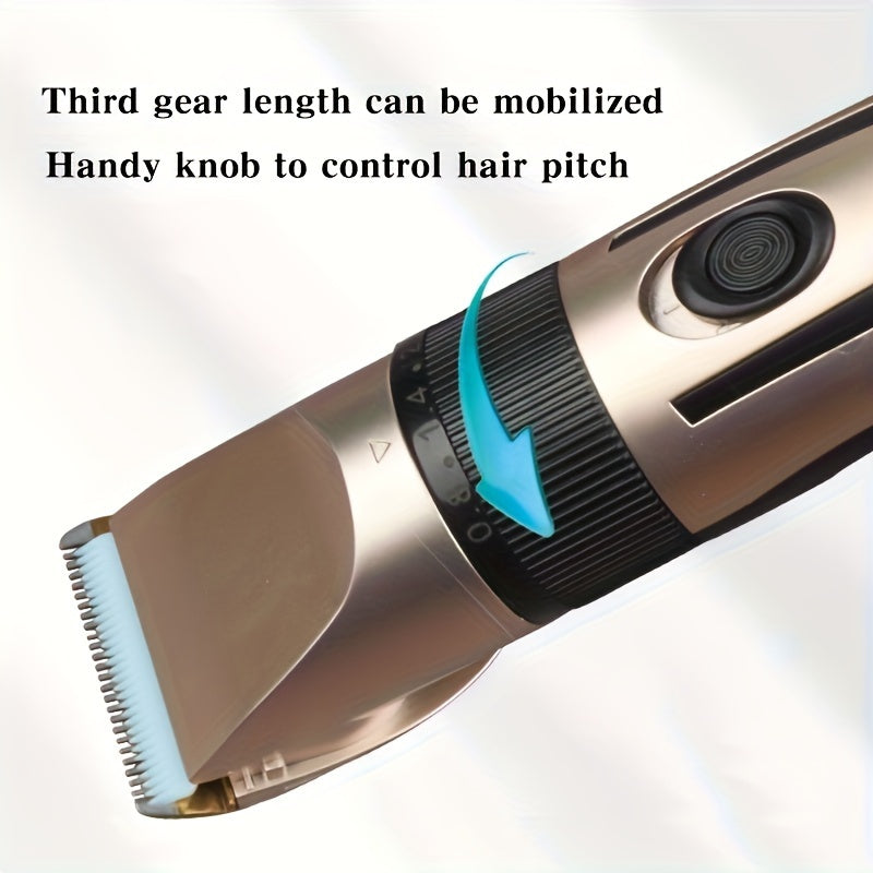 HIENA Multi-Purpose Electric Hair Clipper Kit - Sleek Metallic Finish, USB Rechargeable with 320mAh Lithium Battery, Includes 4 Combs & Cleaning Brush, Ideal for Body, Leg & Private Grooming, Personal Grooming Kit|Professiona