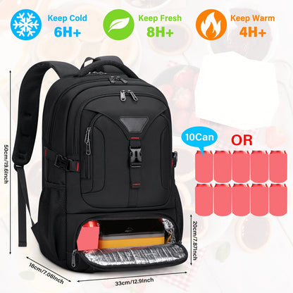NUBILY 17.3-Inch Men'S Laptop Backpack, 50L Travel Pack, Large Work Backpack for School, College, Business - Non-Food Contact, Black Oxford Fabric with Mesh Windows, Zipper Closure, TSA-Compliant, College Backpack | Sleek Bac