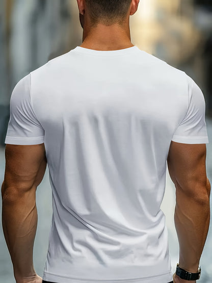 Men'S Bold Black Graphic T-Shirt - Lightweight Everyday Casual Tee for Sports & Formal Events - Breathable Round Neck Shirt - Easy-Care Everyday Essential Top, Sports Friendly Apparel, Modern Casualwear, Comfortable Fit, Stre