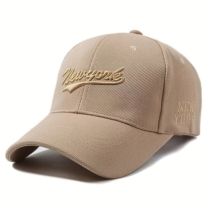 1pc New York Embroidered Baseball Cap - Oversized, Deep-Brimmed, Lightweight Fabric, Adjustable Buckle Closure, Casual Wear, Hand Wash Only, Casual Headwear | Embroidered Logo Cap | Lightweight Cap