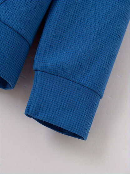 Baseball Collar Jacket and Pants Set in Waffle Fabric
