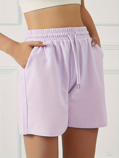 Summer Women'S Casual Shorts with Two Pockets, Drawstring Waist, Suitable for Running, Yoga, And Workouts, Loose And Comfortable, Five-Point Length.